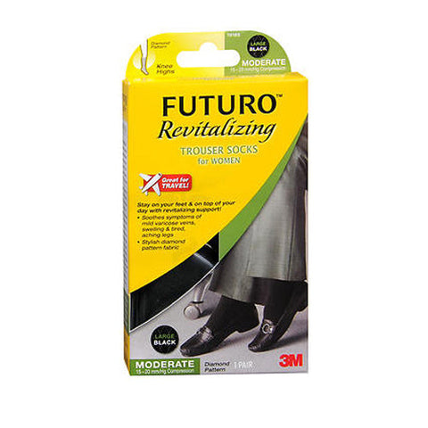 Futuro, Trouser Socks For Women Diamond Pattern Black Large, 1 Count Futuro