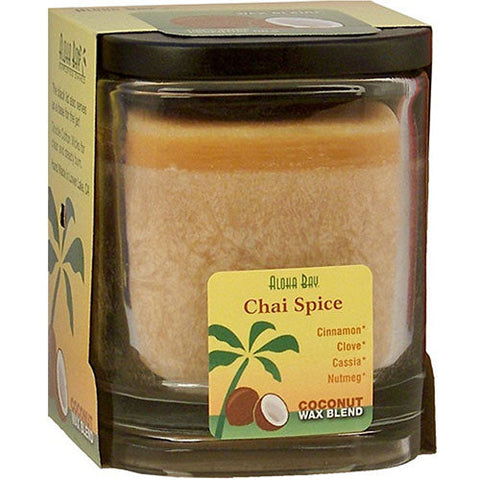 Aloha Bay, Eco Palm Square Jar, Chai Spice Light Brown 8 oz Aloha Bay