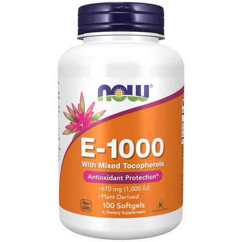 Now Foods, E-1000 - 100% Natural Mixed Tocopherols, 100 SOFTGELS Now Foods