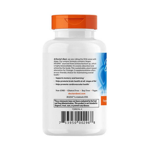 Doctors Best, Vegan DHA From Algae With Life's DHA, 200 Mg, 60 Veggie Softgels Doctors Best