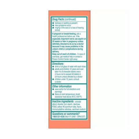 Bayer, Low Dose Aspirin Regimen Pain Reliever Chewable Tablets Orange, 81 Mg, 108 Count Bayer