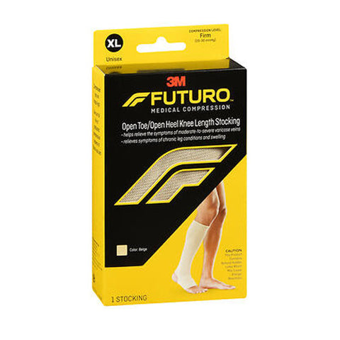 Futuro, Medical Compression Open Toe Open Heel Knee Length Stocking Firm Unisex X-Large Beige, 1 Pair Futuro