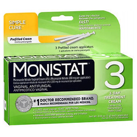 3 Vaginal Antifungal Prefilled Cream Applicators 3 Count by Monistat