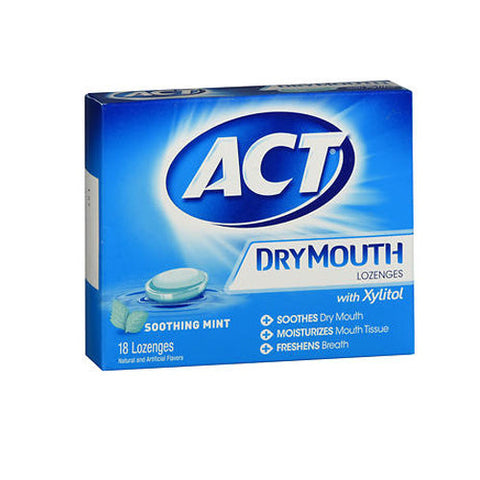 Act, Dry Mouth Lozenges Soothing Mint, 18 Count Act