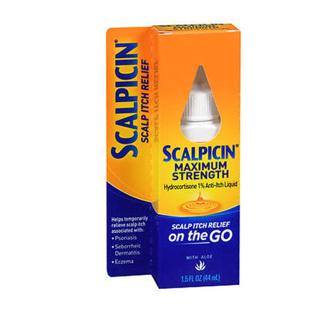 Scalpicin, Scalp Itch Relief Hydrocortisone 1% Anti-Itch Liquid On-The-Go Maximum Strength, 1.5 Oz Scalpicin