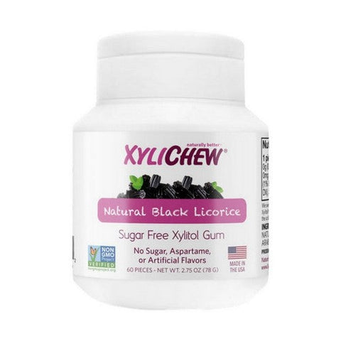 Xylichew, Xylitol Chewing Gum Natural Black Licorice, 60 Count Xylichew