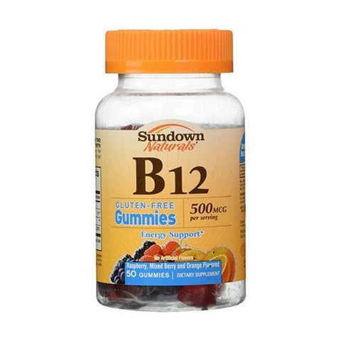 Sundown Naturals, Vitamin B12 Gummies Assorted Fruit Flavors, 500 mcg, 50 Count Sundown Naturals
