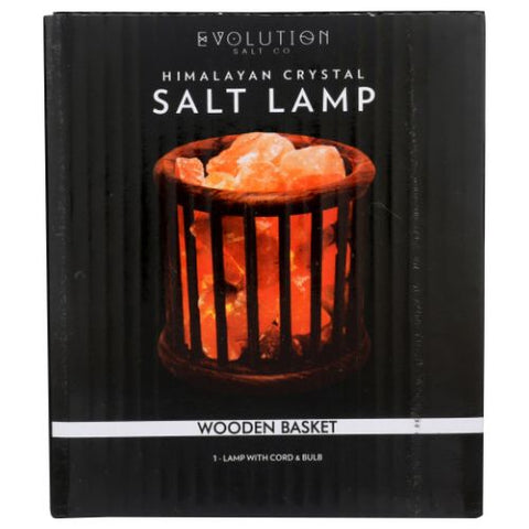 Evolution Salt, Wooden Basket Salt Lamp, 1 Count Evolution Salt