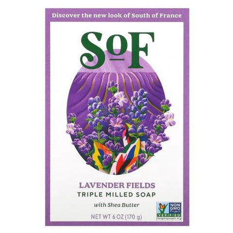 South Of France Soaps, Triple Milled Soap Bar Lavender Fields, 6 Oz South Of France Soaps
