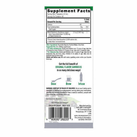 Nature's Answer, Sambucus Black Elderberry Alcohol-Free, 12000 Mg, 16 Oz Nature's Answer