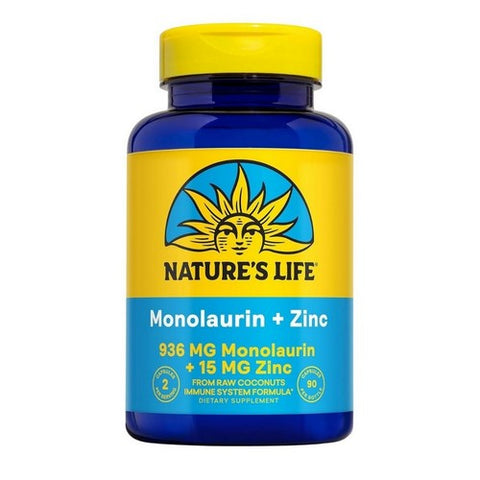 Nature's Life, Monolaurin + Zinc, 1,000 mg, 90 Caps Nature's Life