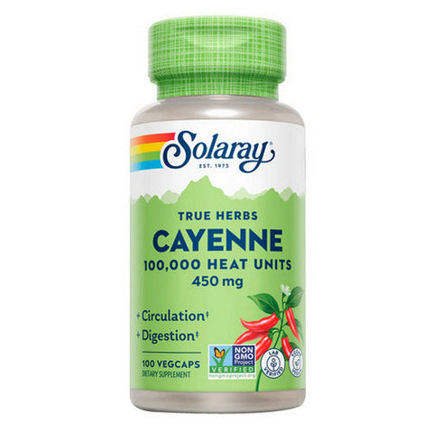 Solaray, True Herbs Cayenne, 450 Mg, 100 Veg Caps Solaray