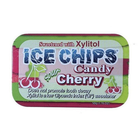 Ice Chips Candy, Hand Crafted Candy Tin Cherry Sour, Sour Cherry 1.76 oz Ice Chips Candy