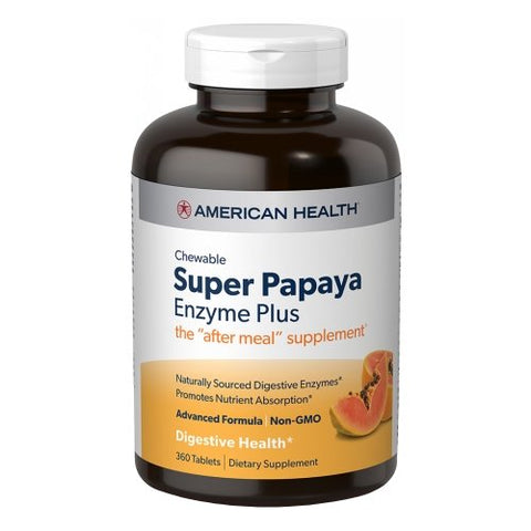 American Health, Super Papaya Enzyme Plus, 360 Chewable Tabs American Health