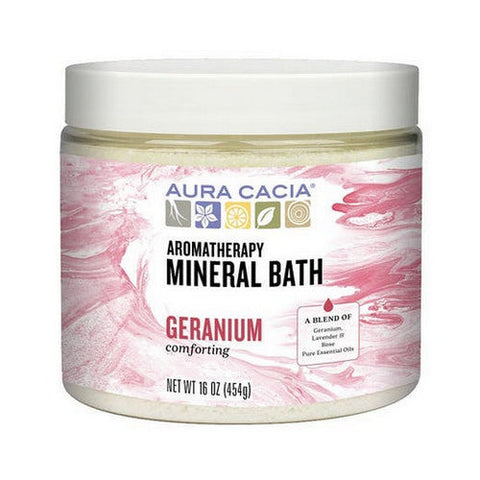 Aura Cacia, Mineral Bath, Comforting Geranium 16 Oz Jar Aura Cacia
