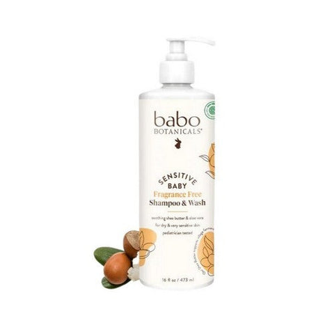 Babo Botanicals, Sensitive Baby Shampoo And Wash Fragrance Free, 16 Oz Babo Botanicals
