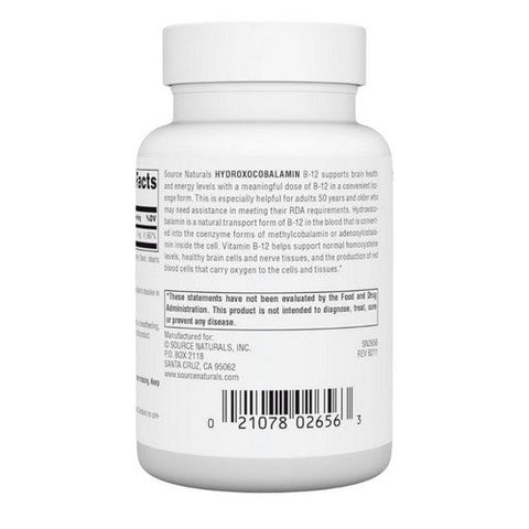 Source Naturals, HydroxoCobalamin Vitamin B-12 Cherry, 1 Mg, 240 Count Source Naturals