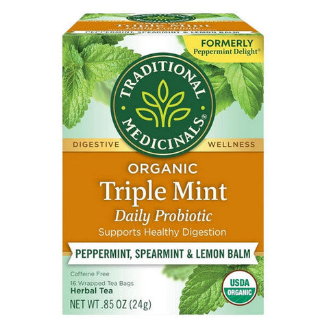 Traditional Medicinals, Organic Probiotic Tea Triple Mint, 16 Bags Traditional Medicinals