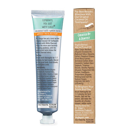 Dr.Ginger's, Coconut Oil Toothpaste With White Charcoal Coconut Mint, 4 Oz Dr.Ginger's