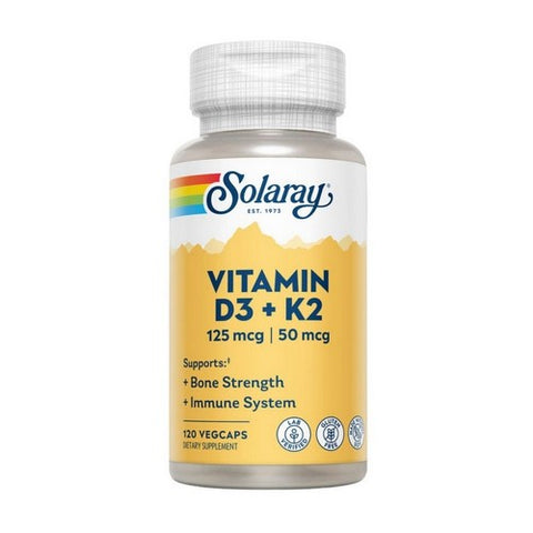 Solaray, Vitamin D3 Plus K2, 120 Veg Caps Solaray
