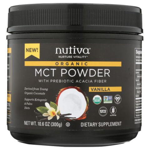 Nutiva, Organic Vanilla MCT Powder, Vanilla, 10.6 Oz Nutiva