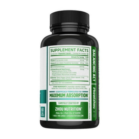 Zhou Nutrition, Dim Active With Activated Broccoli Extract, 60 Veg Caps Zhou Nutrition