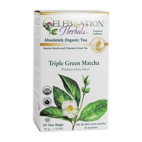 Celebration Herbals, Organic Triple Green Matcha Tea, 24 Bags Celebration Herbals