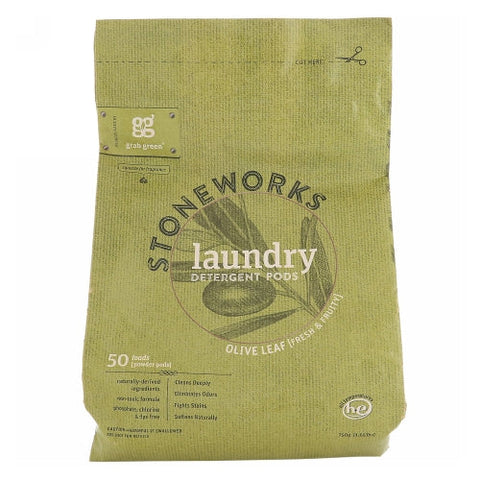 Grab Green, Stoneworks Laundry Detergent Pods, Olive Leaf 50 Loads Grab Green
