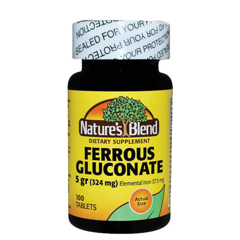 Nature's Blend, Ferrous Gluconate, 324 mg, 100 Tabs Nature's Blend
