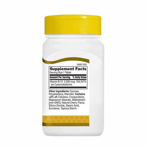 21st Century, Quick Dissolve Vitamin B-12 Cherry, 2,500 Mcg, 110 Tabs
