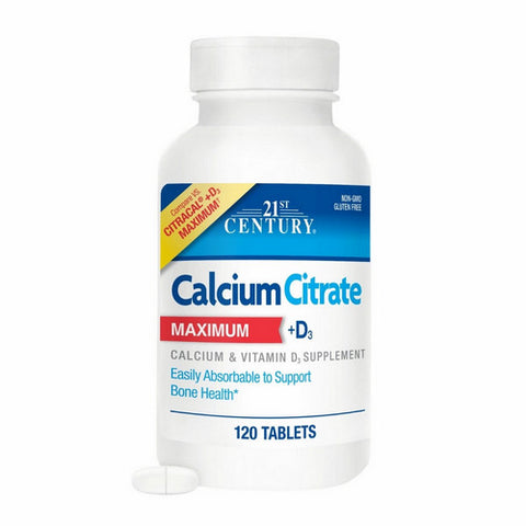 21st Century, 21st Century Calcium Citrate Maximum + D3 Tablets, 120 Tabs 21st Century