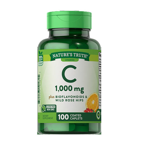Nature's Truth, Vitamin C Plus Bioflavonoids & Wild Rose Hips Coated Caplets, 1000 Mg, 100 Tabs Nature's Truth