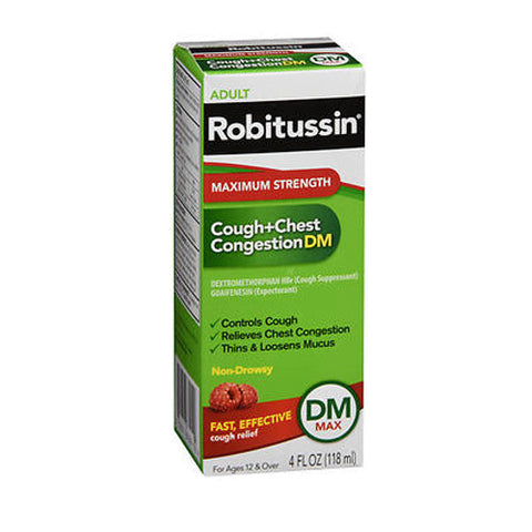 Robitussin, Adult Cough + Chest Congestion Dm Liquid Maximum Strength, 4 Oz Robitussin