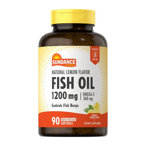 Fish Oil Omega-3 Coated Softgels Odorless Natural Lemon 90 Tabs by Sundance