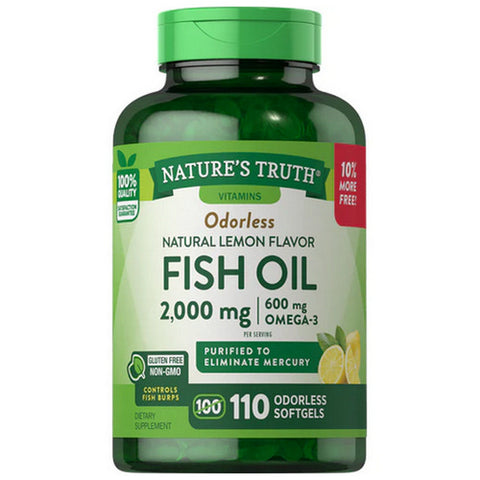 Nature's Truth, Fish Oil Softgels Odorless Natural Lemon, 2000 Mg, 110 Caps Nature's Truth