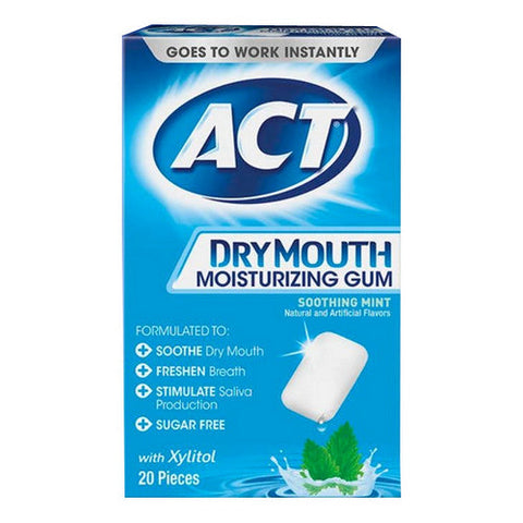 Act, Dry Mouth Moisturizing Gum Soothing Mint, 20 Each Act