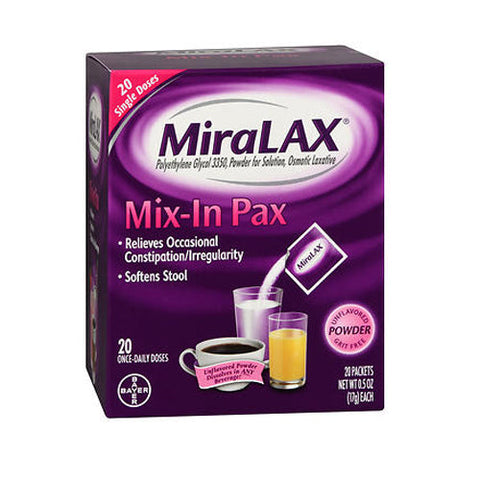 Bayer, MiraLAX Osmotic Laxative Powder Mix-In Pax, 20 Each Miralax