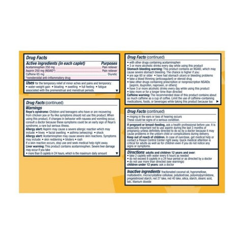 Pamprin, Max Pain Plus Energy Menstrual Pain Relief Caplets, 24 Tabs Pamprin