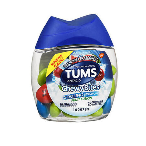 Tums, Ultra Strength Chewy Bites Antacid Cooling Sensation Fruit Fusion, 28 Tabs Tums