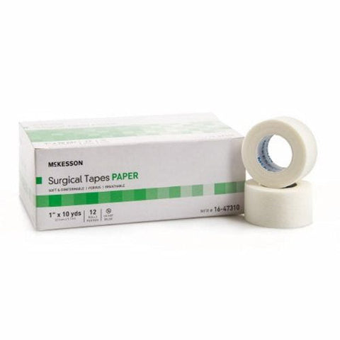 McKesson, Medical Tape White 1 Inch X 10 Yard Paper NonSterile 16-47310, Box Of 12 McKesson