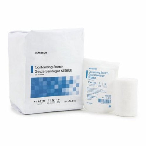 McKesson, Conforming Stretch Gauze Bandages, Sterile 3 In X 4 1/10 Yard, Case Of 8 McKesson