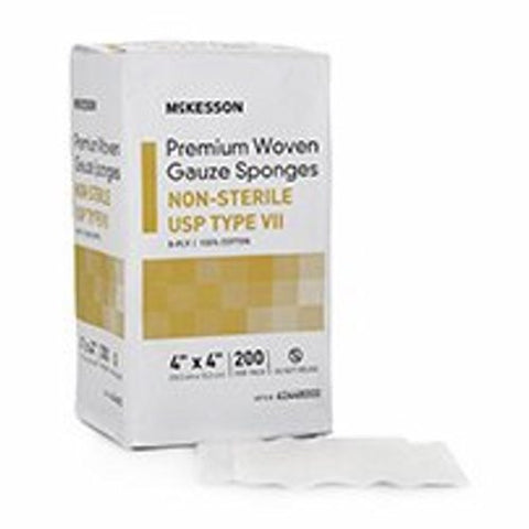 McKesson, USP Type VII Gauze Sponge McKesson Cotton 8-Ply 4 X 4 Inch Square NonSterile, Case Of 20 McKesson