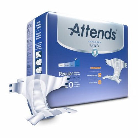 Attends, Unisex Adult Incontinence Brief Advanced Regular Disposable Heavy Absorbency, Count of 20 Attends