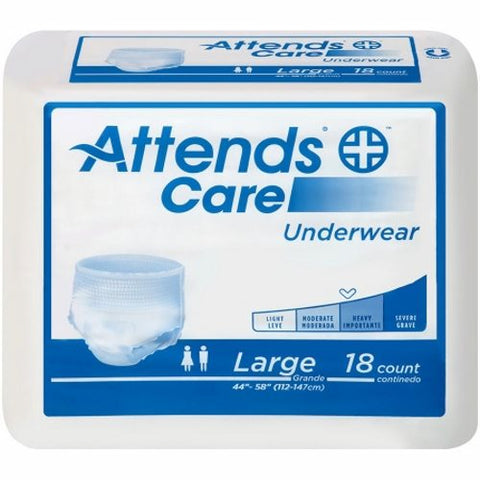 Attends, Unisex Adult Absorbent Underwear Attends  Care Pull On with Tear Away Seams Large Disposable Moderat, Case Of 4 Attends