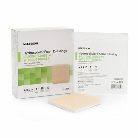 McKesson, Silicone Foam Dressing McKesson 4 X 4 Inch Square Silicone Gel Adhesive without Border Sterile, 1 Sterile McKesson