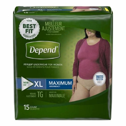 Kimberly Clark, Female Adult Absorbent Underwear Depend  FIT-FLEX  Pull On with Tear Away Seams X-Large Disposable H, Pack Of 15 Kimberly Clark