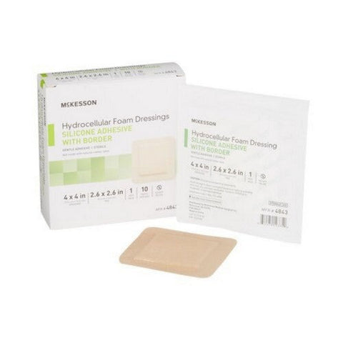 McKesson, Foam Dressing 4 X 4 Inch With Border Film Backing Silicone Gel 4843, 1 Each