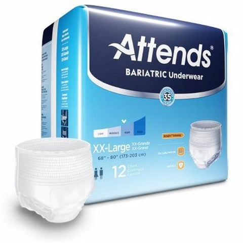 Attends, Unisex Adult Absorbent Underwear Pull On with Tear Away AU50, Case Of 4 Attends