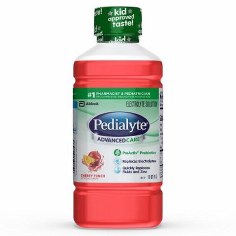 Abbott Nutrition, Pediatric Oral Electrolyte Solution Pedialyte  AdvancedCare Cherry Punch Flavor 1 Liter Bottle Ready, Case Of 8 Abbott Nutrition