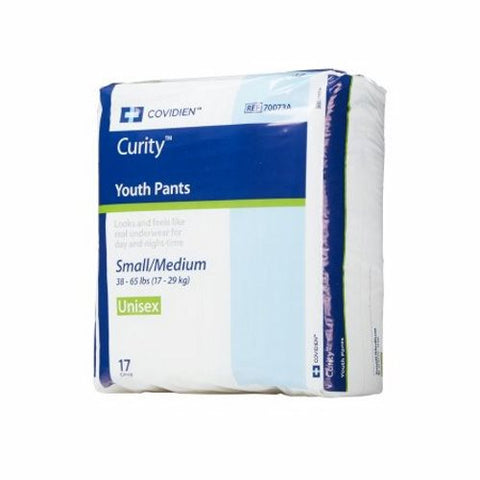 Unisex Youth Absorbent Underwear Curity Pull On with Tear Away Seams Medium Disposable Heavy Absorbe White 17 Count by Cardinal
